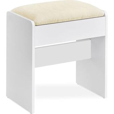 VASAGLE Kailyn Kollektion Hocker Schminktisch, Sitzhocker gepolstert, Makeup-Hocker aus Samt, mit rutschfesten Fußpads, für Verschiedene Räume, moderner Stil, mattweiß-cremeweiß RDS001WD01 VASAGLE Kailyn Kollektion Hocker Schminktisch, Sitzhocker gepolstert, Makeup-Hocker aus Samt, mit rutschfesten Fußpads, für Verschiedene Räume, moderner Stil, mattweiß-cremeweiß RDS001WD01
