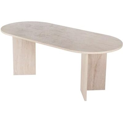Hanah Home Eleganter Esstisch, Travertine-Farbe, 200 x 90 x 75 cm 100% melaminbeschichtete Spanplatte, 25 mm Stärke perfekt für Moderne Essbereiche Hanah Home Eleganter Esstisch, Travertine-Farbe, 200 x 90 x 75 cm 100% melaminbeschichtete Spanplatte, 25 mm Stärke perfekt für Moderne Essbereiche