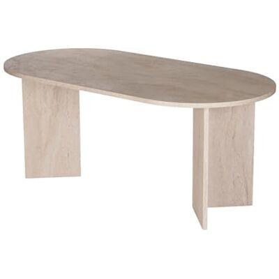 Hanah Home Eleganter Esstisch, Travertine-Farbe, 180 x 75 x 89,5 cm 100% melaminbeschichtete Spanplatte, 25 mm Stärke perfekt für Moderne Essbereiche Hanah Home Eleganter Esstisch, Travertine-Farbe, 180 x 75 x 89,5 cm 100% melaminbeschichtete Spanplatte, 25 mm Stärke perfekt für Moderne Essbereiche