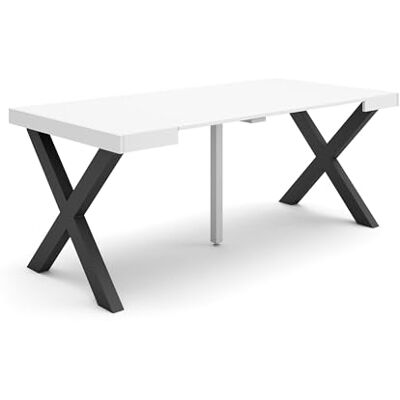 Skraut Home Ausziehbarertisch Multifunktionaler ausziehbarer 180 Für 8 Gäste Massivholz Beine Moderner Stil Weiß Skraut Home Ausziehbarertisch Multifunktionaler ausziehbarer 180 Für 8 Gäste Massivholz Beine Moderner Stil Weiß