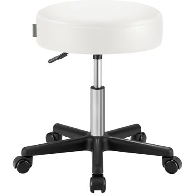 SONGMICS Barhocker auf Rollen, Barstuhl, höhenverstellbarer, Drehhocker, PU-Bezug, Arbeitshocker für Kosmetikstudios, Friseursalons, Büros, Praxen, wolkenweiß LJB061W01 SONGMICS Barhocker auf Rollen, Barstuhl, höhenverstellbarer, Drehhocker, PU-Bezug, Arbeitshocker für Kosmetikstudios, Friseursalons, Büros, Praxen, wolkenweiß LJB061W01