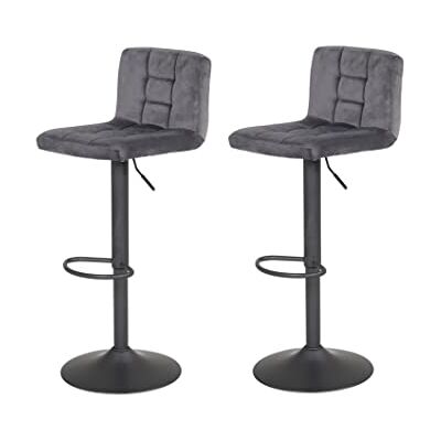 Hela Tische , 2er Set Barhocker Amanda, Bezug Samtvelour Grau, Gestell Grau drehbar 360°, Trompetenfuß, Liftfunktion Hela Tische , 2er Set Barhocker Amanda, Bezug Samtvelour Grau, Gestell Grau drehbar 360°, Trompetenfuß, Liftfunktion