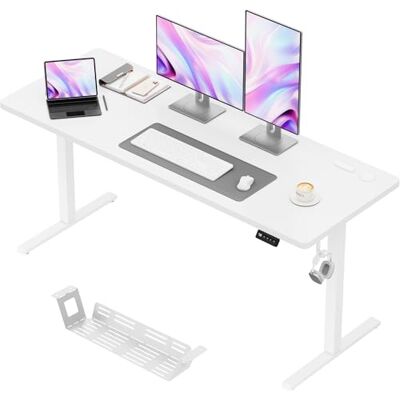 JUMMICO Elektrisch Höhenverstellbarer Schreibtisch 160 x 70 cm, Schreibtisch Höhenverstellbar mit 2 Memory-Funktion, Steh-Sitz Bürotisch, Computertisch mit Kabelmanagement Box, Weiß JUMMICO Elektrisch Höhenverstellbarer Schreibtisch 160 x 70 cm, Schreibtisch Höhenverstellbar mit 2 Memory-Funktion, Steh-Sitz Bürotisch, Computertisch mit Kabelmanagement Box, Weiß