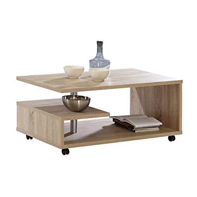 Forte BAILEY Couchtisch 100 110, moderner Sofatisch, Wohnzimmertisch, Holzwerkstoff, Sonoma Eiche Holzdekor, 105 cm breit x 60 cm tief x 45,6 cm hoch Forte BAILEY Couchtisch 100 110, moderner Sofatisch, Wohnzimmertisch, Holzwerkstoff, Sonoma Eiche Holzdekor, 105 cm breit x 60 cm tief x 45,6 cm hoch