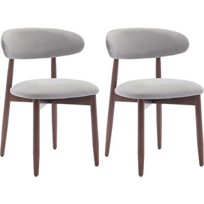 COLAMY Esszimmerstühle 2er Set, Polsternder Stühle Esszimmer mit Rückenlehne, Moderne Küchenstühle Gepolstert, Stoff Dining Chairs mit Back und Holzbeinen für Esszimmer, Küche, Restaurant, Hellgrau COLAMY Esszimmerstühle 2er Set, Polsternder Stühle Esszimmer mit Rückenlehne, Moderne Küchenstühle Gepolstert, Stoff Dining Chairs mit Back und Holzbeinen für Esszimmer, Küche, Restaurant, Hellgrau