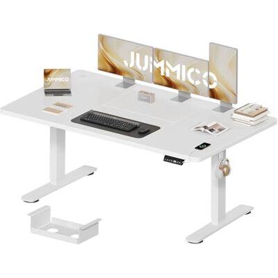 JUMMICO Höhenverstellbarer Schreibtisch 160 x 80 cm mit Kabelwanne, Höhenverstellbar Elektrisch Stehpult mit USB-Buchse, Computertisch, Ergonomischer Steh-Sitz Tisch, Bürotisch, Weiß JUMMICO Höhenverstellbarer Schreibtisch 160 x 80 cm mit Kabelwanne, Höhenverstellbar Elektrisch Stehpult mit USB-Buchse, Computertisch, Ergonomischer Steh-Sitz Tisch, Bürotisch, Weiß
