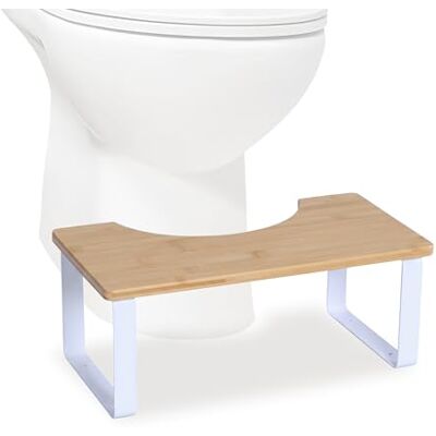 Relaxdays Toilettenhocker, Stuhlgang Unterstützung, WC Hocker Erwachsene, Bambus, HxBxT: 18 x 44,5 x 23 cm, Natur/weiß Relaxdays Toilettenhocker, Stuhlgang Unterstützung, WC Hocker Erwachsene, Bambus, HxBxT: 18 x 44,5 x 23 cm, Natur/weiß