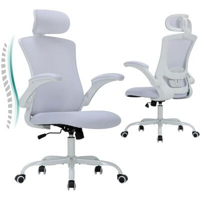 COLAMY Bürostuhl Ergonomisch, Netz-Schreibtischstuhl mit Verstellbarer Kopfstütze, Chefsessel Office Chair mit Lendenwirbelstütze, Verstellbarer Neigungsverschluss Drehstuhl, Weiß COLAMY Bürostuhl Ergonomisch, Netz-Schreibtischstuhl mit Verstellbarer Kopfstütze, Chefsessel Office Chair mit Lendenwirbelstütze, Verstellbarer Neigungsverschluss Drehstuhl, Weiß