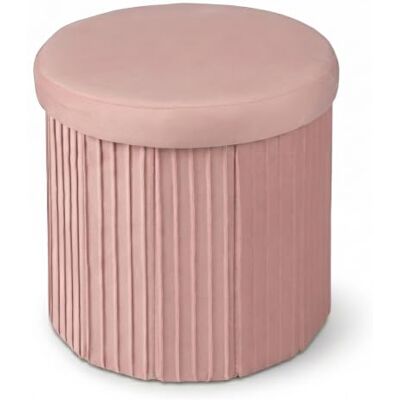 Relaxdays Hocker Samt, Sitzhocker mit Stauraum, gepolstert, faltbar, HxD: 38 x 38 cm, runder Beistellhocker, rosa Relaxdays Hocker Samt, Sitzhocker mit Stauraum, gepolstert, faltbar, HxD: 38 x 38 cm, runder Beistellhocker, rosa