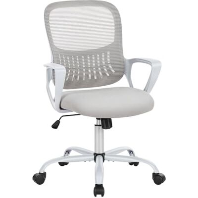 Sweetcrispy Bürostuhl Ergonomisch, Schreibtischstuhl mit Lendenwirbelstütze, Verstellbaren Armlehnen Drehstuhl, Höhenverstellbarer Office Chair, Bürostühle Geeignet für Büro und Schlafzimmer, Grau Sweetcrispy Bürostuhl Ergonomisch, Schreibtischstuhl mit Lendenwirbelstütze, Verstellbaren Armlehnen Drehstuhl, Höhenverstellbarer Office Chair, Bürostühle Geeignet für Büro und Schlafzimmer, Grau