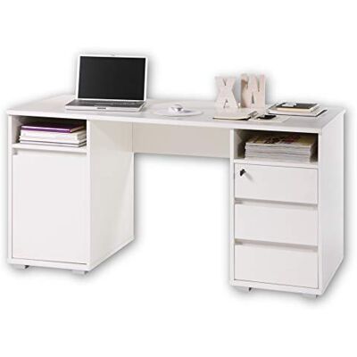 Stella Trading PRIMUS 2 Schreibtisch mit Schubladen, Weiß Bürotisch Computertisch fürs Homeoffice mit Stauraum und offenen Ablagefächern 145 x 74 x 65 cm (B/H/T) Stella Trading PRIMUS 2 Schreibtisch mit Schubladen, Weiß Bürotisch Computertisch fürs Homeoffice mit Stauraum und offenen Ablagefächern 145 x 74 x 65 cm (B/H/T)