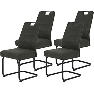 Hela Tische , 4er Set Schwingstuhl Kerstin XL-Breite, Microfaser Anthrazit, Vierkantgestell Schwarz, Komfortsitz Federkorb, 140kg belastbar Hela Tische , 4er Set Schwingstuhl Kerstin XL-Breite, Microfaser Anthrazit, Vierkantgestell Schwarz, Komfortsitz Federkorb, 140kg belastbar