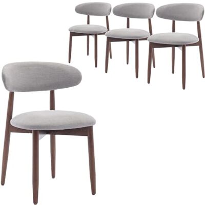 COLAMY Esszimmerstühle 4er Set, Polsternder Stühle Esszimmer mit Rückenlehne, Moderne Küchenstühle Gepolstert, Stoff Dining Chairs mit Back und Holzbeinen für Esszimmer, Küche, Restaurant, Hellgrau COLAMY Esszimmerstühle 4er Set, Polsternder Stühle Esszimmer mit Rückenlehne, Moderne Küchenstühle Gepolstert, Stoff Dining Chairs mit Back und Holzbeinen für Esszimmer, Küche, Restaurant, Hellgrau