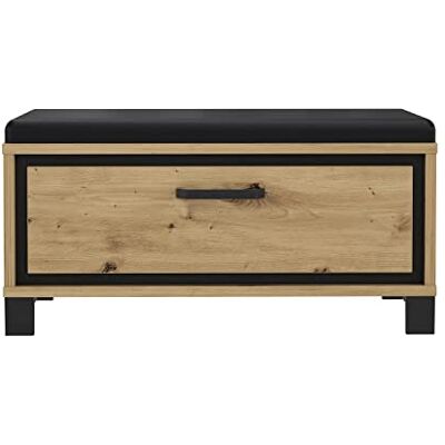 Forte TRONDHEIM Bank mit 1 Schublade und gepolstertem Sitz, Holzwerkstoff, Artisan Eiche / Schwarzeiche, 89.1 x 44.7 x 41.5 cm Forte TRONDHEIM Bank mit 1 Schublade und gepolstertem Sitz, Holzwerkstoff, Artisan Eiche / Schwarzeiche, 89.1 x 44.7 x 41.5 cm