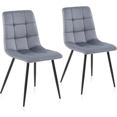 Sweetcrispy Esszimmerstuhl, Küchenstuhl mit Metallbeinen Samt Esstisch Stuhl ohne Armlehnen, moderner Stühle Esszimmer, 2 Stück, Grau Sweetcrispy Esszimmerstuhl, Küchenstuhl mit Metallbeinen Samt Esstisch Stuhl ohne Armlehnen, moderner Stühle Esszimmer, 2 Stück, Grau