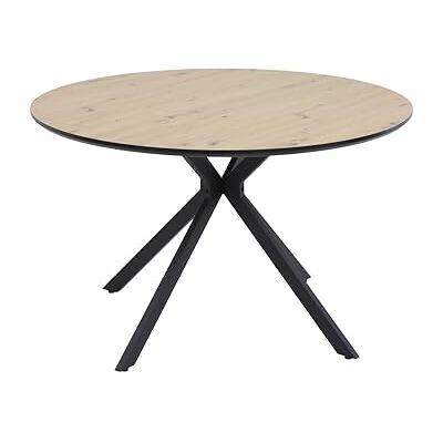 Hela Tische , Runder Esstisch Kindu, Dia 120 cm, Dekor Artisan Eiche, Schwarzes Metallgestell Vierkant, Platte mit Schweizer Kante, 76 cm Höhe Hela Tische , Runder Esstisch Kindu, Dia 120 cm, Dekor Artisan Eiche, Schwarzes Metallgestell Vierkant, Platte mit Schweizer Kante, 76 cm Höhe