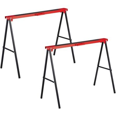 Relaxdays Arbeitsbock, 2er Set, klappbar, 100 kg, HxBxT: 78 x 100 x 49 cm, Allzweckbock Werkstatt, Stahl, rot/schwarz Relaxdays Arbeitsbock, 2er Set, klappbar, 100 kg, HxBxT: 78 x 100 x 49 cm, Allzweckbock Werkstatt, Stahl, rot/schwarz