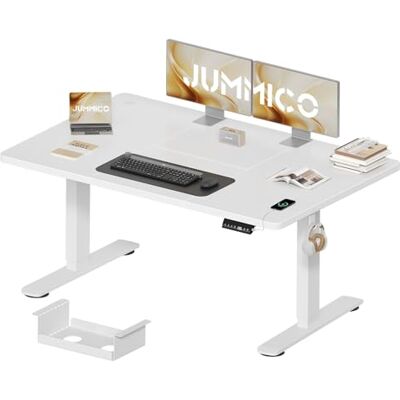 JUMMICO Höhenverstellbarer Schreibtisch 140 x 70 cm mit Kabelwanne, Höhenverstellbar Elektrisch Stehpult mit USB-Buchse, Computertisch, Ergonomischer Steh-Sitz Tisch, Bürotisch, Weiß JUMMICO Höhenverstellbarer Schreibtisch 140 x 70 cm mit Kabelwanne, Höhenverstellbar Elektrisch Stehpult mit USB-Buchse, Computertisch, Ergonomischer Steh-Sitz Tisch, Bürotisch, Weiß