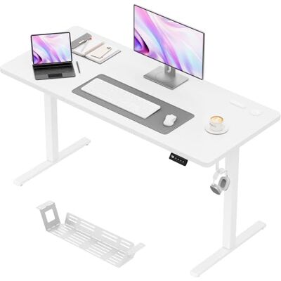 JUMMICO Elektrisch Höhenverstellbarer Schreibtisch 140 x 60 cm, Schreibtisch Höhenverstellbar mit 2 Memory-Funktion, Steh-Sitz Bürotisch, Computertisch mit Kabelmanagement Box, Wolkenweiß JUMMICO Elektrisch Höhenverstellbarer Schreibtisch 140 x 60 cm, Schreibtisch Höhenverstellbar mit 2 Memory-Funktion, Steh-Sitz Bürotisch, Computertisch mit Kabelmanagement Box, Wolkenweiß