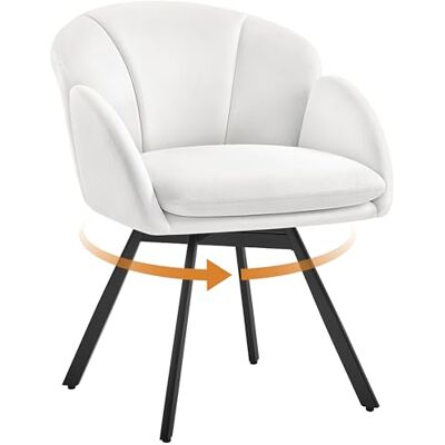 Yaheetech Schreibtischstuhl 360° Drehbar, Samtiger Bürostuhl mit Doppeltem Sitzkissen, Schminktisch Stuhl in Blütenblattform, Drehstuhl für Büro/Schlafzimmer/Wohnzimmer, Weiß Yaheetech Schreibtischstuhl 360° Drehbar, Samtiger Bürostuhl mit Doppeltem Sitzkissen, Schminktisch Stuhl in Blütenblattform, Drehstuhl für Büro/Schlafzimmer/Wohnzimmer, Weiß