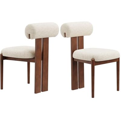 MALOL Esszimmerstühle 2er Set, Mid-Century Modern Polsterstühle aus Stoff mit Stabiler Rückenlehne & dunkelbraunen Holzbeinen, Geeignet für Esszimmer, Küche und Gastronomie, Beige MALOL Esszimmerstühle 2er Set, Mid-Century Modern Polsterstühle aus Stoff mit Stabiler Rückenlehne & dunkelbraunen Holzbeinen, Geeignet für Esszimmer, Küche und Gastronomie, Beige