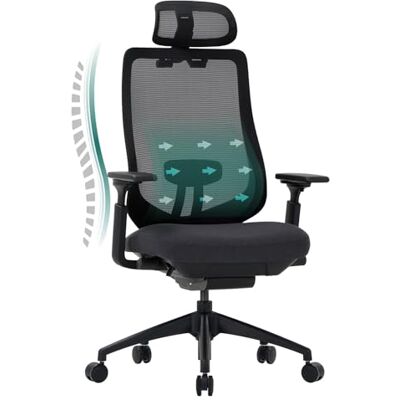 COLAMY XK01 Atlas Ergonomischer Netz-Bürostuhl, Chefsessel mit hoher Rückenlehne, Verstellbarer Kopfstütze und 4D-Armen, Schiebesitz, Kippsperre, Nylon-Basis, Schwarz COLAMY XK01 Atlas Ergonomischer Netz-Bürostuhl, Chefsessel mit hoher Rückenlehne, Verstellbarer Kopfstütze und 4D-Armen, Schiebesitz, Kippsperre, Nylon-Basis, Schwarz