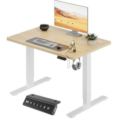 JUMMICO Höhenverstellbarer Elektrischer Schreibtisch 100 x 60 cm mit USB Ladeanschluss, Schreibtisch Höhenverstellbar, Ergonomischer Steh-Sitz Tisch Beige JUMMICO Höhenverstellbarer Elektrischer Schreibtisch 100 x 60 cm mit USB Ladeanschluss, Schreibtisch Höhenverstellbar, Ergonomischer Steh-Sitz Tisch Beige