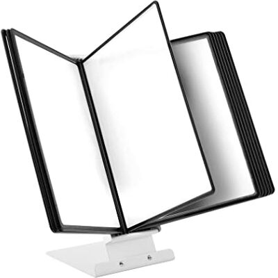 Leviatan Tisch-Sichttafelsystem A4 10 Präsentationstafeln Stabiler Metall-Standfuß Dokumenten-Display für Büro, Werkstatt, Empfang Schwarz Leviatan Tisch-Sichttafelsystem A4 10 Präsentationstafeln Stabiler Metall-Standfuß Dokumenten-Display für Büro, Werkstatt, Empfang Schwarz