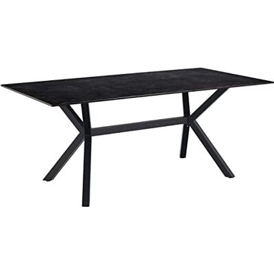 AC Design Furniture Lajla Rechteckiger Esstisch für 6 Personen, Tischplatte in Schwarz mit Metallgestell, Küchentisch mit Keramikoberfläche, Hitzebeständig, Kratzfest, B: 180 x H: 74 x T: 90 cm AC Design Furniture Lajla Rechteckiger Esstisch für 6 Personen, Tischplatte in Schwarz mit Metallgestell, Küchentisch mit Keramikoberfläche, Hitzebeständig, Kratzfest, B: 180 x H: 74 x T: 90 cm