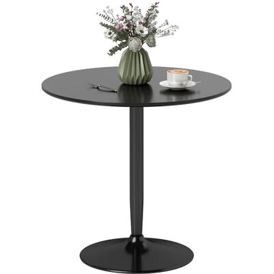 HOMCOM Esstisch 80 x 80 cm rund Küchentisch für 2 Personen Esszimmertisch mit Stahlbein, Rutschfester Fußauflage Säulentisch moderner Kaffeetisch für Küche, Esszimmer und Wohnzimmer Schwarz HOMCOM Esstisch 80 x 80 cm rund Küchentisch für 2 Personen Esszimmertisch mit Stahlbein, Rutschfester Fußauflage Säulentisch moderner Kaffeetisch für Küche, Esszimmer und Wohnzimmer Schwarz