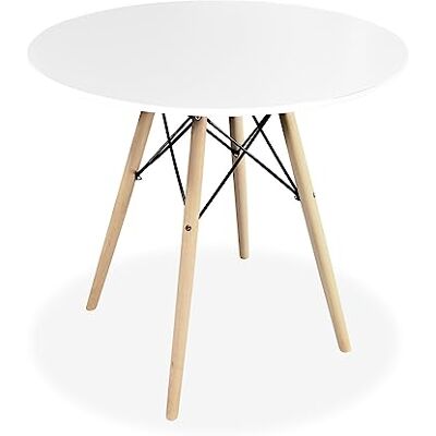 Homey Weißer runder Esstisch oder Küchentisch, Modell Malmö, Melamin, 80 cm (L) x 80 cm (B) x 75 cm (H) Homey Weißer runder Esstisch oder Küchentisch, Modell Malmö, Melamin, 80 cm (L) x 80 cm (B) x 75 cm (H)