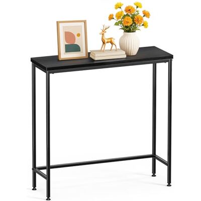 VOUNOT Konsolentisch Schmal, Flurtisch aus Metall und MDF, Moderner Beistelltisch Sofatisch Ausstellungstisch für Flur, Wohnzimmer, Schlafzimmer, 75×24×75 cm, Schwarz VOUNOT Konsolentisch Schmal, Flurtisch aus Metall und MDF, Moderner Beistelltisch Sofatisch Ausstellungstisch für Flur, Wohnzimmer, Schlafzimmer, 75×24×75 cm, Schwarz