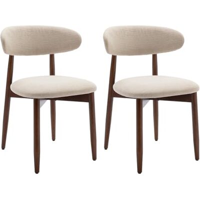 COLAMY Esszimmerstühle 2er Set, Polsternder Stühle Esszimmer mit Rückenlehne, Moderne Küchenstühle Gepolstert, Stoff Dining Chairs mit Back und Holzbeinen für Esszimmer, Küche, Restaurant, Beige COLAMY Esszimmerstühle 2er Set, Polsternder Stühle Esszimmer mit Rückenlehne, Moderne Küchenstühle Gepolstert, Stoff Dining Chairs mit Back und Holzbeinen für Esszimmer, Küche, Restaurant, Beige