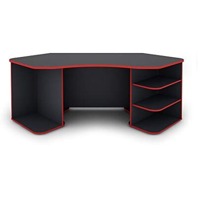 byLIVING Schreibtisch THANATOS, Gamingtisch in Anthrazit mit Kanten in Rot byLIVING Schreibtisch THANATOS, Gamingtisch in Anthrazit mit Kanten in Rot