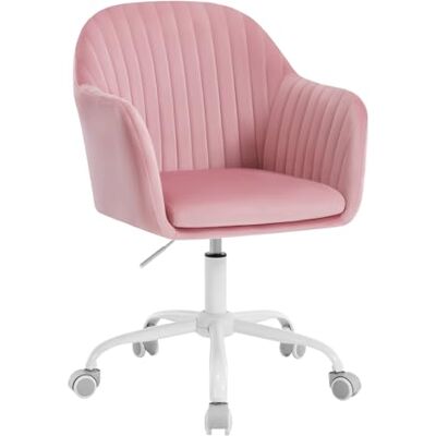 WOLTU Schreibtischstuhl, Bürostuhl ergonomisch, Homeoffice Stuhl höhenverstellbar, Schminkstuhl mit Armlehnen, Drehstuhl mit Rollen, Samt Stuhl Metallrahmen, 150 kg belastbar, Rosa WOLTU Schreibtischstuhl, Bürostuhl ergonomisch, Homeoffice Stuhl höhenverstellbar, Schminkstuhl mit Armlehnen, Drehstuhl mit Rollen, Samt Stuhl Metallrahmen, 150 kg belastbar, Rosa