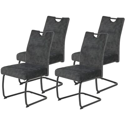 Hela Tische , 4er Set Esszimmerstuhl Laurina, Bezug Velvet Anthrazit, XL Sitz, Federkorb, 140kg belastbar Hela Tische , 4er Set Esszimmerstuhl Laurina, Bezug Velvet Anthrazit, XL Sitz, Federkorb, 140kg belastbar