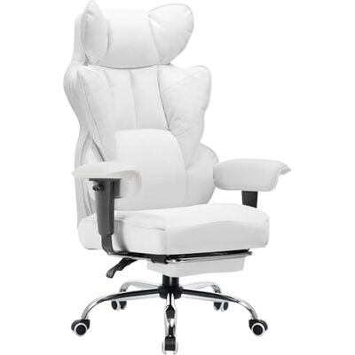 COMHOMA Gaming Stuhl, ergonomischer Bürostuhl, Schreibtischstuhl mit verstellbare Armlehnen, Taschenfederkern-Lendenwirbelstütze für große und hohe Personen, 150 kg, breiter Sitzfläche, weiß COMHOMA Gaming Stuhl, ergonomischer Bürostuhl, Schreibtischstuhl mit verstellbare Armlehnen, Taschenfederkern-Lendenwirbelstütze für große und hohe Personen, 150 kg, breiter Sitzfläche, weiß
