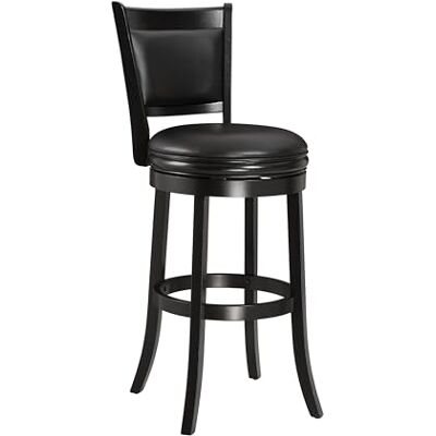 Ball & Cast Gepolsterter Drehbarhocker, Pub Höhe Hocker-Stuhl mit Rückenlehne & Fußstütze, Holzrahmen Barhocker für Küche und Esszimmer, schwarz Ball & Cast Gepolsterter Drehbarhocker, Pub Höhe Hocker-Stuhl mit Rückenlehne & Fußstütze, Holzrahmen Barhocker für Küche und Esszimmer, schwarz