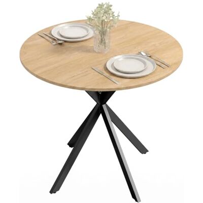 HOMCOM Runder Esstisch für 2 Personen, Ø80 cm Küchentisch im Industriestil mit Stahlbeinen, für Esszimmer, Küche, Homeoffice, Eiche HOMCOM Runder Esstisch für 2 Personen, Ø80 cm Küchentisch im Industriestil mit Stahlbeinen, für Esszimmer, Küche, Homeoffice, Eiche