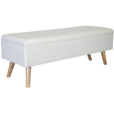 Relaxdays Sitzbank Leinen, Stauraum, HxBxT: 40 x 110 x 40 cm, Holzfüße, gepolsterte Truhenbank Schlafzimmer, Flur, weiß Relaxdays Sitzbank Leinen, Stauraum, HxBxT: 40 x 110 x 40 cm, Holzfüße, gepolsterte Truhenbank Schlafzimmer, Flur, weiß