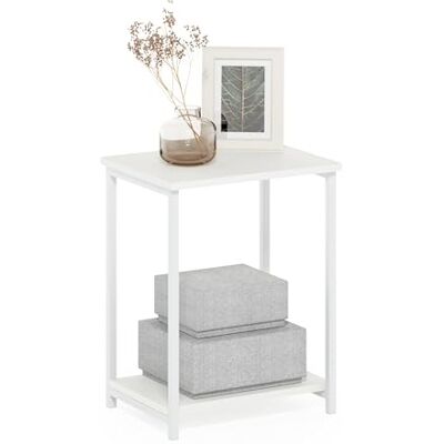 Furinno Simplistic Industrieller Beistelltisch mit Metallrahmen, 1er-Pack, Weiß/Weiß Furinno Simplistic Industrieller Beistelltisch mit Metallrahmen, 1er-Pack, Weiß/Weiß