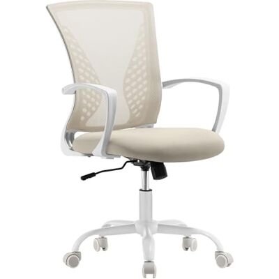 SONGMICS Bürostuhl, Schreibtischstuhl mit Netzbespannung, höhenverstellbarer Computerstuhl, Drehstuhl, Wippfunktion, atmungsaktiv, Büro, Arbeitszimmer, bis 120 kg belastbar, cappuccinobeige OBN022K01 SONGMICS Bürostuhl, Schreibtischstuhl mit Netzbespannung, höhenverstellbarer Computerstuhl, Drehstuhl, Wippfunktion, atmungsaktiv, Büro, Arbeitszimmer, bis 120 kg belastbar, cappuccinobeige OBN022K01