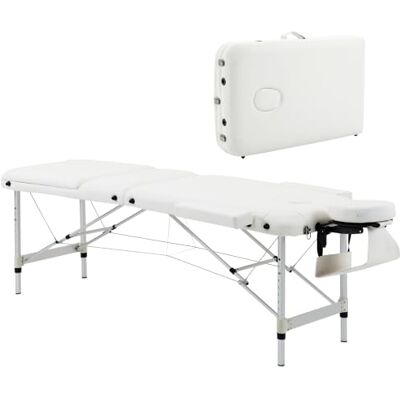 HOMCOM Massagetisch Klappbare Massageliege für Spa Kunstleder Holz Weiß HOMCOM Massagetisch Klappbare Massageliege für Spa Kunstleder Holz Weiß