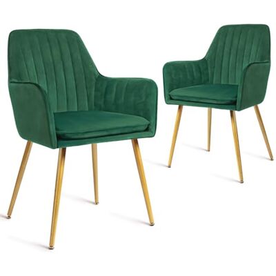 CangLong 2er Set Esszimmerstühle Moderner Sessel mit Armlehne für Küche, Esszimmer & Wohnzimmer, Samt Gold Beine Küchenstuhl, Grün CangLong 2er Set Esszimmerstühle Moderner Sessel mit Armlehne für Küche, Esszimmer & Wohnzimmer, Samt Gold Beine Küchenstuhl, Grün
