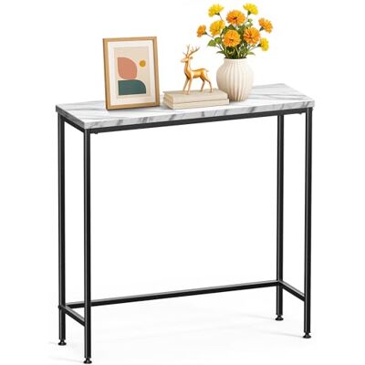VOUNOT Konsolentisch Schmal, Flurtisch aus Metall und MDF, Moderner Beistelltisch Sofatisch Ausstellungstisch für Flur, Wohnzimmer, Schlafzimmer, 75×24×75 cm, Weiß VOUNOT Konsolentisch Schmal, Flurtisch aus Metall und MDF, Moderner Beistelltisch Sofatisch Ausstellungstisch für Flur, Wohnzimmer, Schlafzimmer, 75×24×75 cm, Weiß