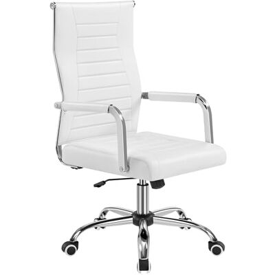 Yaheetech Bürostuhl ergonomischer Schreibtischstuhl mit Armlehnen, Chefsessel Computerstuhl hoher Rückenlehne, Arbeitsstuhl mit Wippfunktion bis 136 kg Belastbar Weiß Yaheetech Bürostuhl ergonomischer Schreibtischstuhl mit Armlehnen, Chefsessel Computerstuhl hoher Rückenlehne, Arbeitsstuhl mit Wippfunktion bis 136 kg Belastbar Weiß
