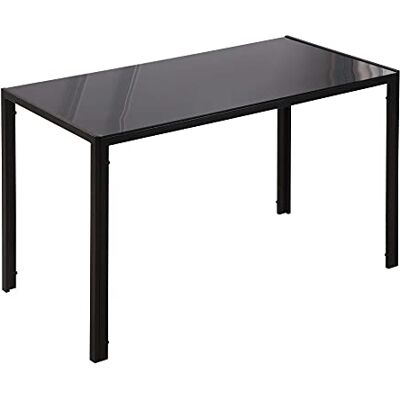 HOMCOM Esstisch Glas Küchentisch mit Metallbeinen für 4 Personen Esszimmertisch moderner Tisch für Küche, Esszimmer Wohnzimmer 120 x 60 x 75 cm Schwarz HOMCOM Esstisch Glas Küchentisch mit Metallbeinen für 4 Personen Esszimmertisch moderner Tisch für Küche, Esszimmer Wohnzimmer 120 x 60 x 75 cm Schwarz