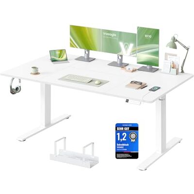 VASAGLE Höhenverstellbarer Schreibtisch, 160 x 80 cm, USB-C-Anschluss, Ablage für Steckdosenleiste, Stehtisch, Erinnerung bei langem Sitzen, 3 Speichertasten, für Büro, mattweiß LSD146WZ02 VASAGLE Höhenverstellbarer Schreibtisch, 160 x 80 cm, USB-C-Anschluss, Ablage für Steckdosenleiste, Stehtisch, Erinnerung bei langem Sitzen, 3 Speichertasten, für Büro, mattweiß LSD146WZ02