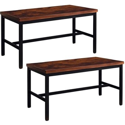 Relaxdays Sitzbank 2er Set, Esszimmer, platzsparende Essbank, HBT: 51x108x32 cm, Küchenbank, Metall, Industrial/Schwarz Relaxdays Sitzbank 2er Set, Esszimmer, platzsparende Essbank, HBT: 51x108x32 cm, Küchenbank, Metall, Industrial/Schwarz