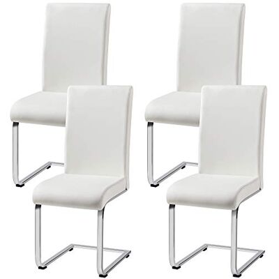 Yaheetech Esszimmerstühle 4er Set modern ergonomischer Freischwinger Stuhl mit hoher Rückenlehne Kunstleder Küchenstuhl Besucherstuhl für Küche, Esstisch, 135 kg belastbar Weiß Yaheetech Esszimmerstühle 4er Set modern ergonomischer Freischwinger Stuhl mit hoher Rückenlehne Kunstleder Küchenstuhl Besucherstuhl für Küche, Esstisch, 135 kg belastbar Weiß